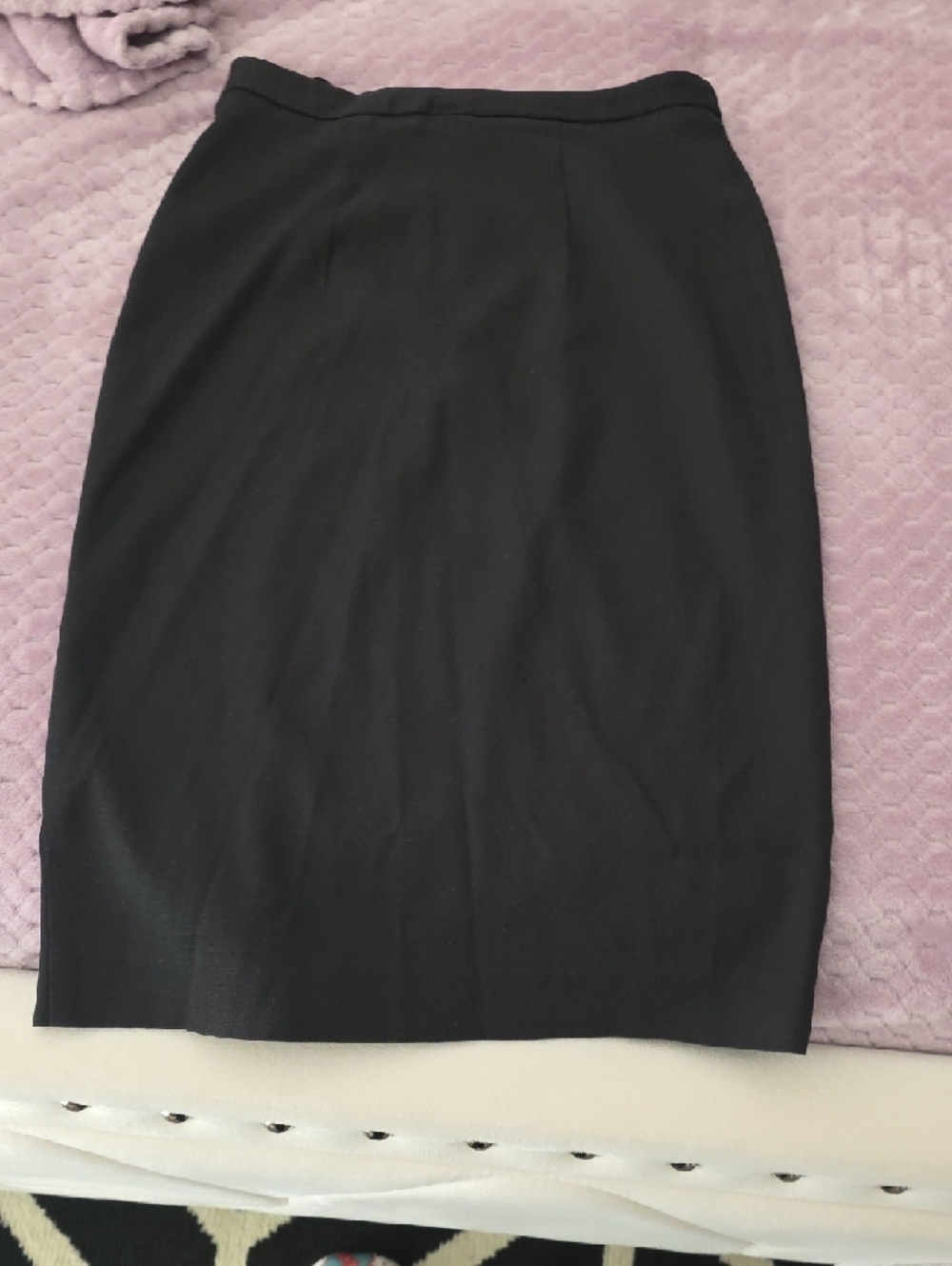 Black Pencil Skirt with Purple Zip Accent - Picture 7 of 7